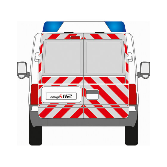 Ford Transit, Normaldach, Kombi, 2000/01 - 2013/12 | Heck-Warnmarkierungssatz