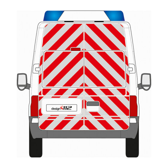 Ford Transit, Hochdach, Kasten, 2000/01 - 2013/12 | Heck-Warnmarkierungssatz