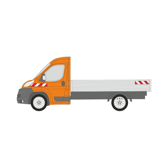 Fiat Ducato/Peugeot Boxer, Pritschenaufbau (glatter Untergrund), 2011/11 - 2014/04 | Warnmarkierungssatz