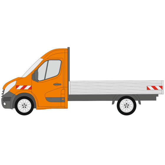 Renault Master III, flatbed body (uneven surface), 2010/03 - 2014/09 | Warning marking set