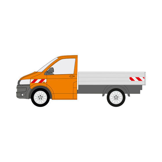 VW Transporter T5, Pritschenaufbau (unebener Untergrund), 2009/10 - 2015/05 | Warnmarkierungssatz