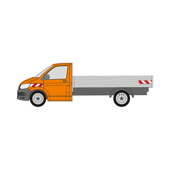VW Transporter T6, Pritschenaufbau (unebener Untergrund), 2015/06 - 2019/10 | Warnmarkierungssatz