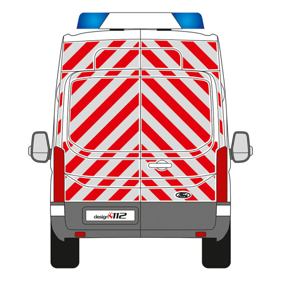 Ford Transit, Kasten, H3, 2014/05 - | Heck-Warnmarkierungssatz