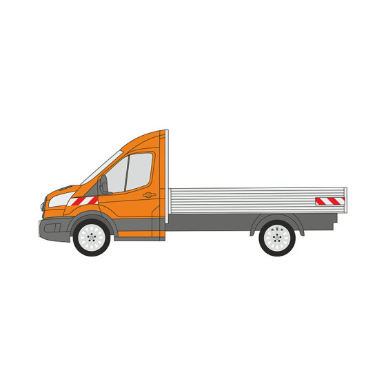 Ford Transit, Pritschenaufbau (unebener Untergrund), 2014/05 - 2019/07 | Warnmarkierungssatz