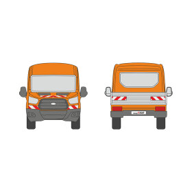 Ford Transit, Pritschenaufbau (unebener Untergrund), 2014/05 - 2019/07 | Warnmarkierungssatz