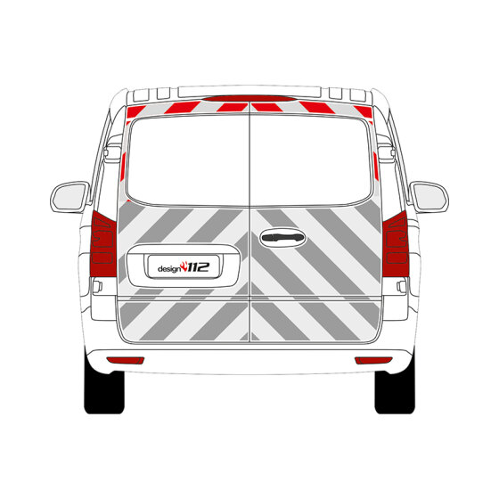 MB Vito, extension window surround, estate, rear doors, 2014/06 - | Rear warning marking set
