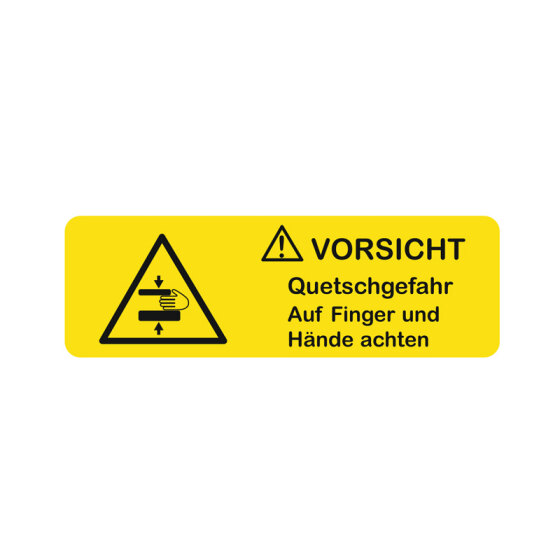 "Caution: risk of crushing" sticker