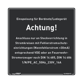 Aufkleber "Fahrzeugeinspeisung" Untergund Schwarz