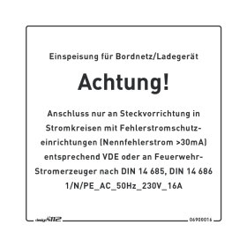 Aufkleber "Fahrzeugeinspeisung" Untergrund Weiss
