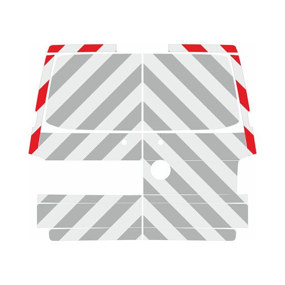 VW T5/T6/T6.1, rear doors, 2009/10 - | Rear warning marking set, rear window surround