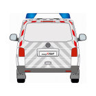 VW T5, Heckklappe, 2003/03 - 2015/05 | Heck-Warnmarkierungssatz Fensterumrandung Heckscheibe