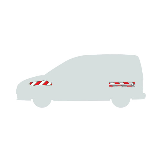 Opel Combo E / Peugeot Partner III, L & L+, Heckklappe, 2018/10 - 2023/12 | Warnmarkierungssatz