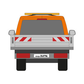 VW T6.1, Pritschenaufbau, 2019/11 - 2024/04 | Warnmarkierungssatz Folie zur Direktmontage auf der Pritsche (glatter Untergrund)