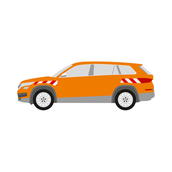 Skoda Kodiaq, MY 2020, Fahrzeuge mit SKODA Schriftzug auf der Heckklappe, 2019/03 - 2023/04 | Warnmarkierungssatz