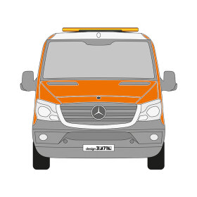 MB Sprinter, Fahrerhaus, 2013/09 - 2018/05, DIN-Plus | Flächen-Folierungssatz Gegossene Hochleistungsfolie (Oracal970) Kommunalorange (RAL2011)