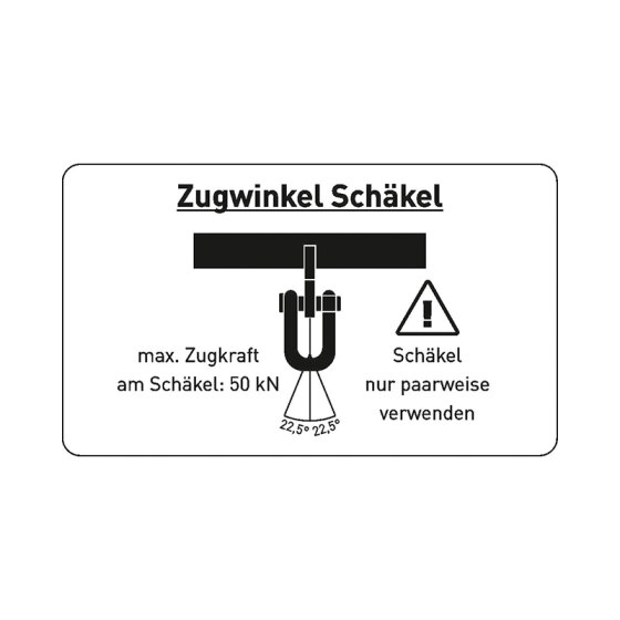 Aufkleber "Zugwinkel Schäkel" 85 x 50 mm