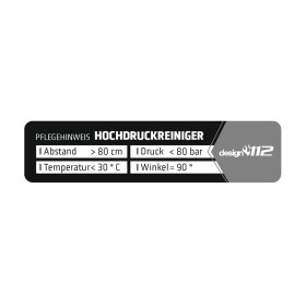Aufkleber "Pflegehinweis Hochdruckreiniger"