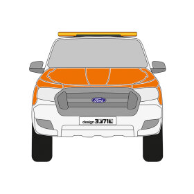 Ford Ranger, 2016/02 - 2022/10, DIN-Plus | Surface wrapping kit Cast high-performance film (Oracal 970) Municipal orange (RAL2011)