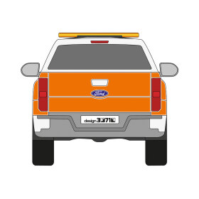 Ford Ranger, 2016/02 - 2022/10, DIN-Plus | Surface wrapping kit Cast high-performance film (Oracal 970) Municipal orange (RAL2011)
