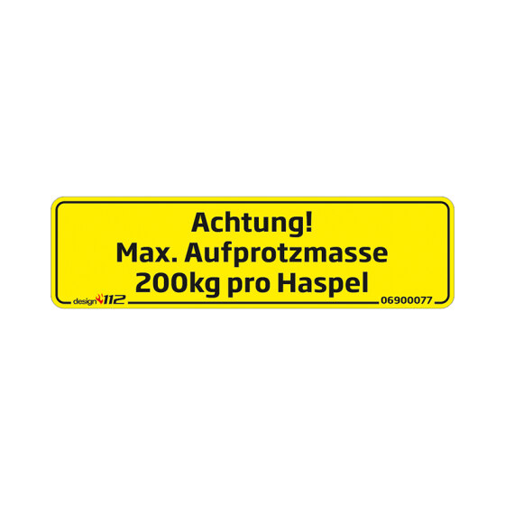 Sticker "Hoisting capacity reel 200 kg" 90 x 25 mm