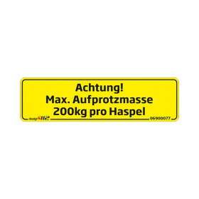 Aufkleber "Aufprotzmasse Haspel 200 kg" 90 x 25 mm