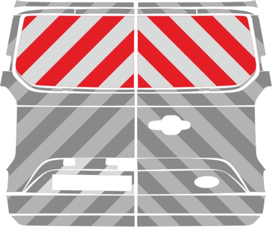 Ford Transit/Tourneo Custom, Hecktüren, Erweiterung Kasten, 2023/07 - | Heck-Warnmarkierungssatz