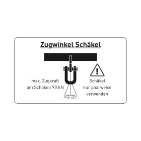 Aufkleber "Zugwinkel Schäkel 90 kN" 85 x...
