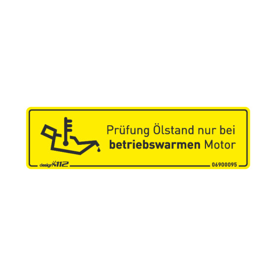 Sticker "Check oil level only when engine is at operating temperature" 90 x 25 mm