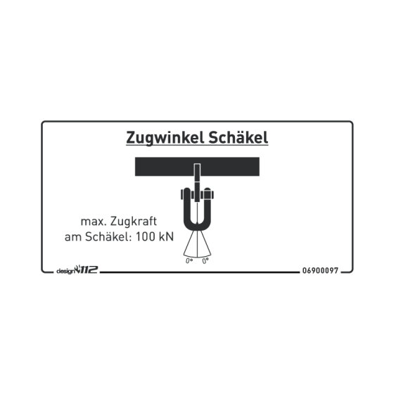 Aufkleber "Zugwinkel Schäkel 100 kN" 90 x 45 mm