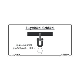 Aufkleber "Zugwinkel Schäkel 100 kN" 90 x...