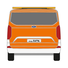 Ford Tourneo Custom, L1, H1, Heckklappe, 2023/07 - , DIN-Plus | Flächen-Folierungssatz Gegossene Hochleistungsfolie (Oracal 970) Kommunalorange (RAL 2011)