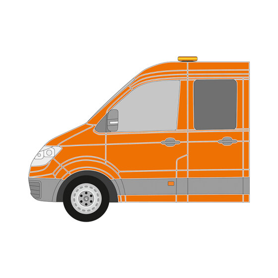 VW Crafter, double cab, 2017/03 - , DIN-Plus | Surface wrapping set Cast high-performance film (Oracal 970) Municipal orange (RAL 2011)