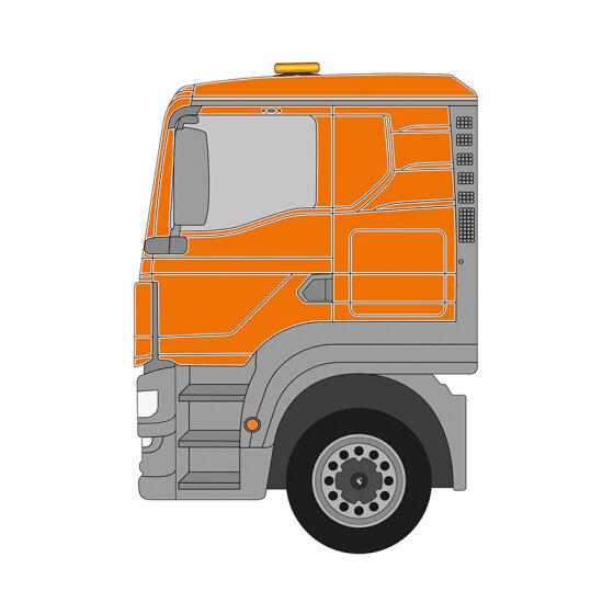 MAN TGS, TG3, Fahrerhaus TN, 2020 - , DIN-Plus | Flächen-Folierungssatz Gegossene Hochleistungsfolie (Oracal 970) Kommunalorange (RAL 2011)