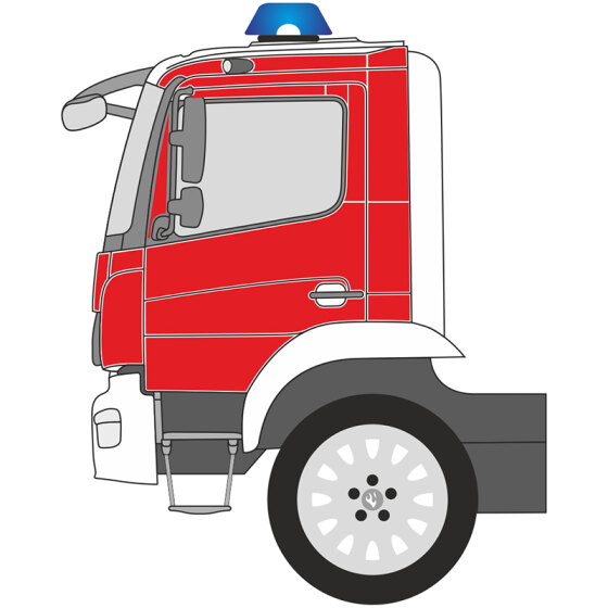 MB Atego, Euro 6, Fahrerhaus kurz, DIN-Plus | Flächen-Folierungssatz Gegossene Hochleistungsfolie (Oracal 970) Kommunalorange (RAL 2011)