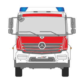 MB Atego, Euro 6, Fahrerhaus kurz, DIN-Plus | Flächen-Folierungssatz Gegossene Hochleistungsfolie (Oracal 970) Kommunalorange (RAL 2011)