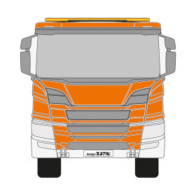 Scania P-Reihe, Neues Fahrerhaus Doppelkabine, Flachdach, DIN-Plus | Flächen-Folierungssatz Gegossene Hochleistungsfolie (Oracal 970) Kommunalorange (RAL 2011)