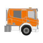 Scania P-Reihe, Neues Fahrerhaus Doppelkabine, Flachdach, DIN-Plus | Flächen-Folierungssatz Gegossene Hochleistungsfolie (Oracal 970) Kommunalorange (RAL 2011)