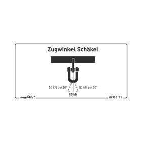Aufkleber "Zugwinkel Schäkel 75 kN " 90 x...