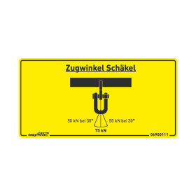 Aufkleber "Zugwinkel Schäkel 75 kN " 90 x...