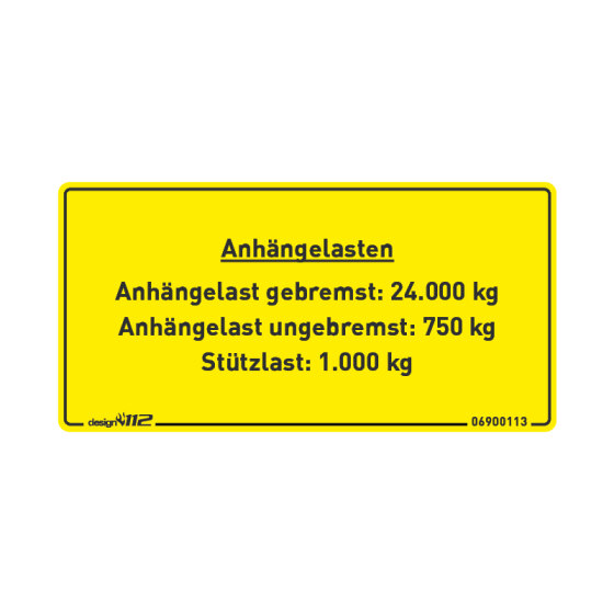 Aufkleber "Anhängelasten " 90 x 45 mm